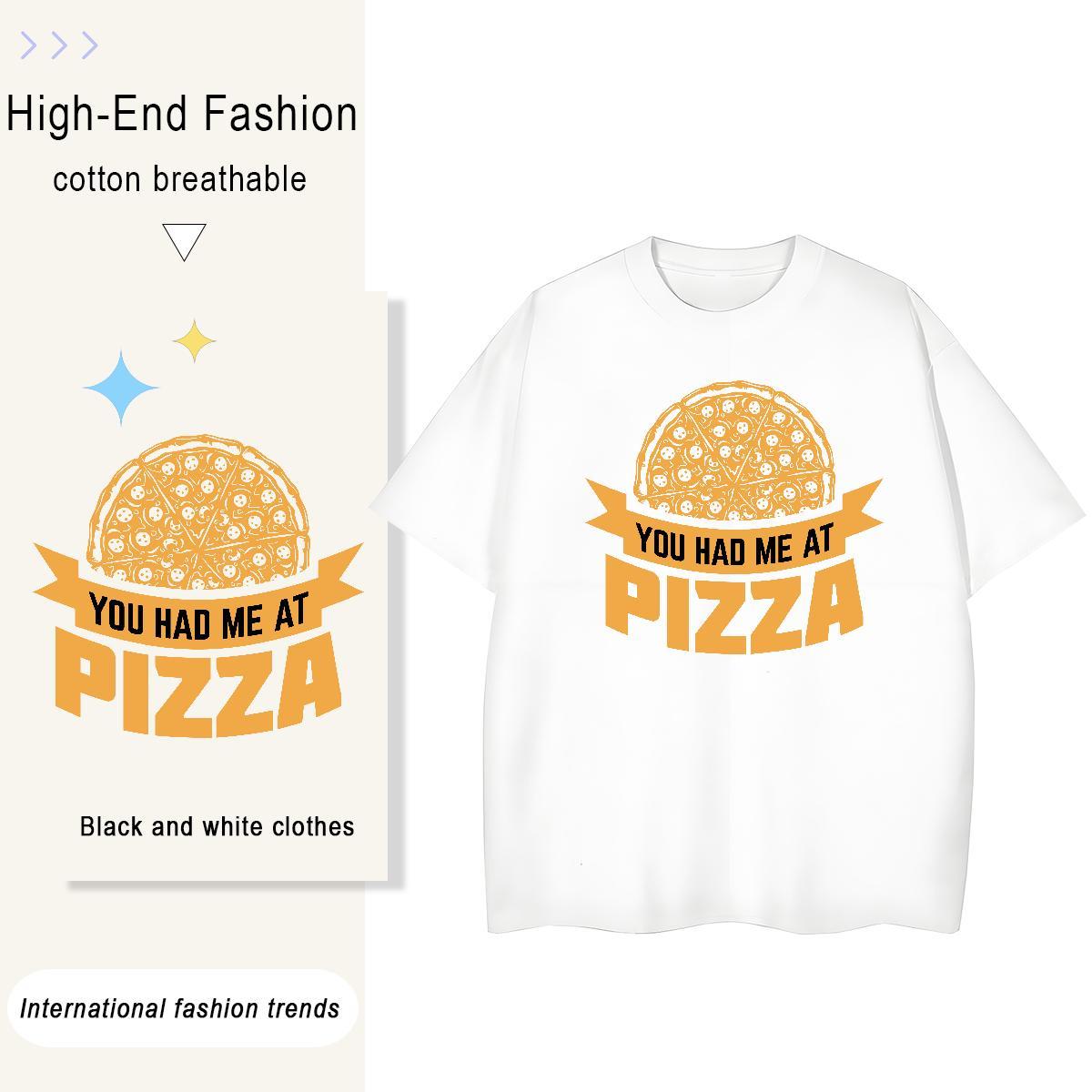 Wholesale Men Tees Street 230g 100% Cotton DIY Printed Breathable Crew Neck pizza T shirt Fashion Tee Shirt