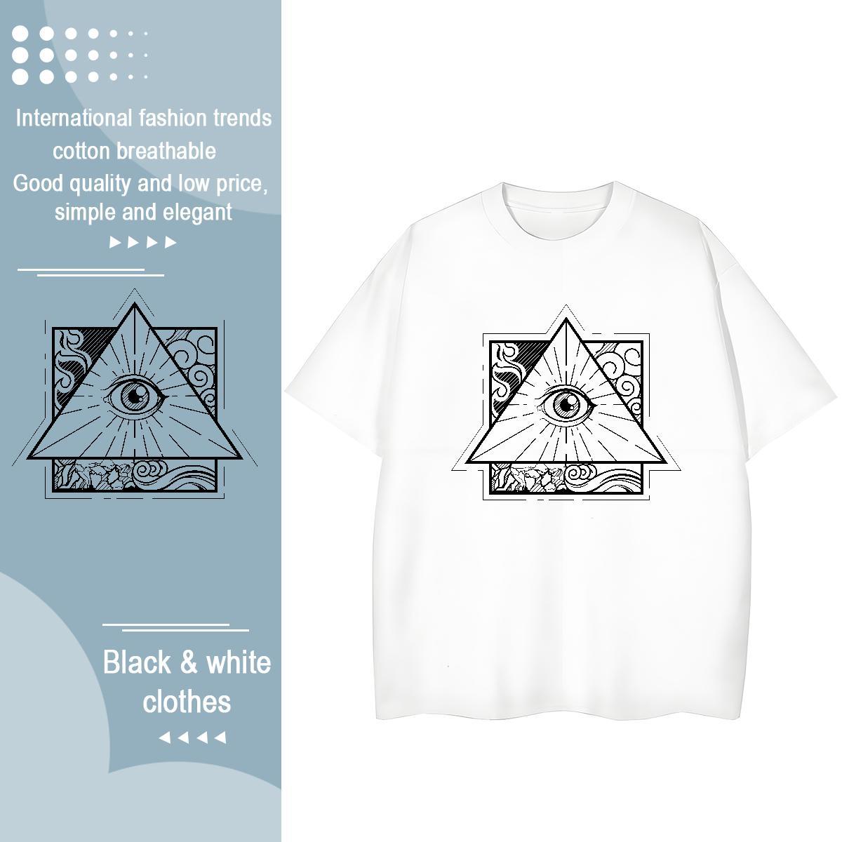Custom Women T Shirts 230g 100% Cotton Breathable Short Sleeve Street Casual eye of the devil Tshirt for Man Woman Designer Custom Printing Clothings