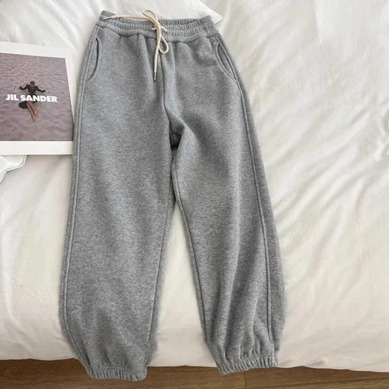 Autumn High Waist Casual Harem Pants Women Fashion Winter Thick Warm Loose Sweatpants Y2K Streetwear Drawstring Joggers Trousers 240821