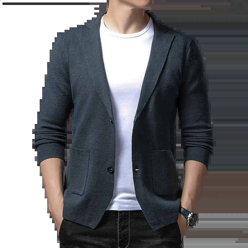 Mens knitted cardigan buttonless casual comfortable mens outerwear jacket top 240821