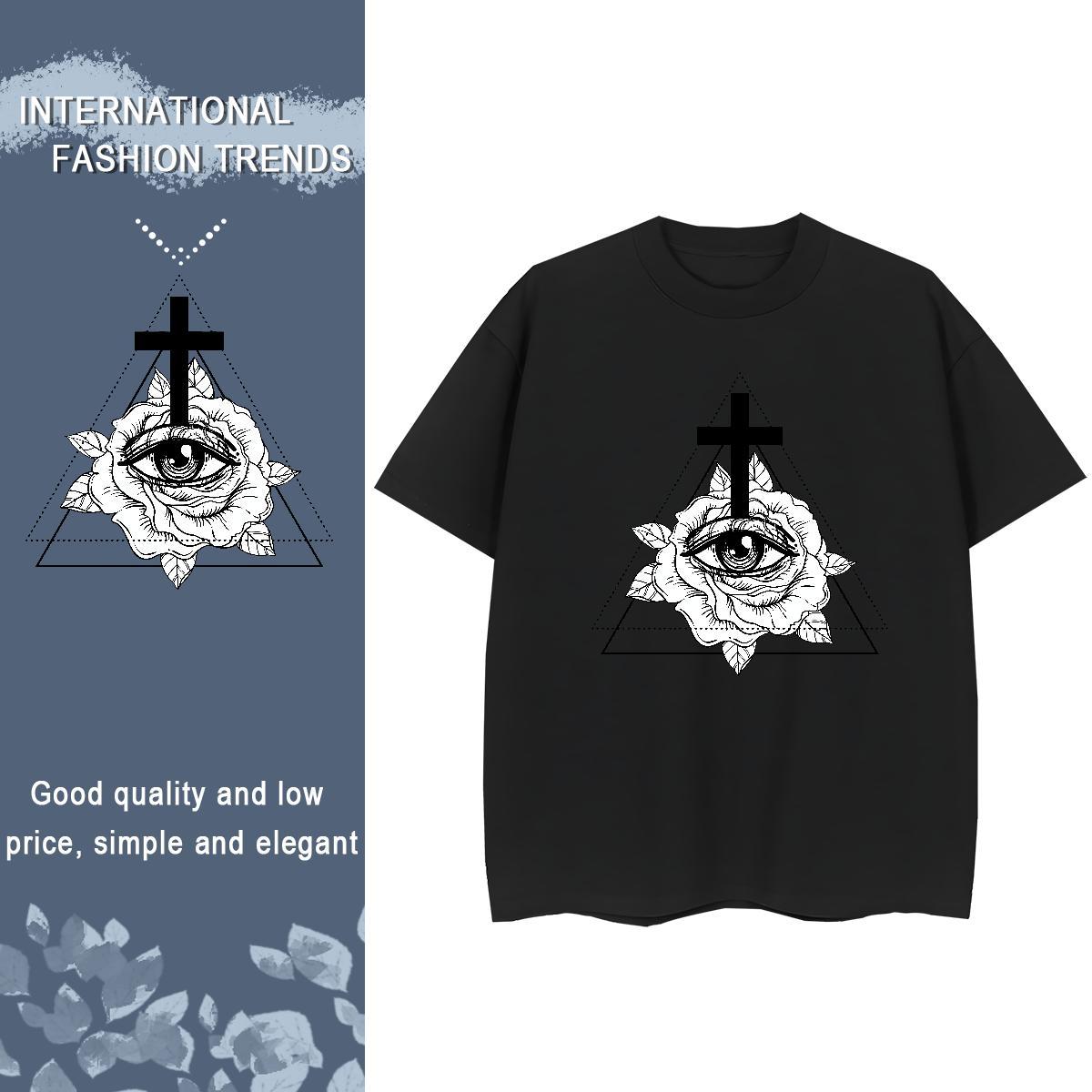 2024 DIY T shirt 230g Pure Cotton Breathable Soft Street Casual eye of the devil Woman Tshirt Loose Cartoon Anime Tshirts