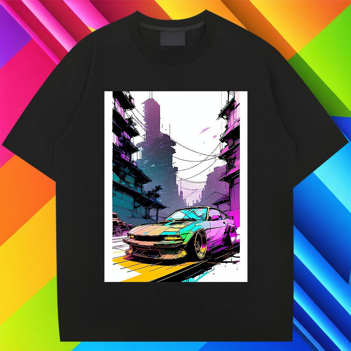 Loose Fit Tshirt for Man Woman Anime Printing Street 100% Cotton 230g DIY Breathable Crew Neck car T Shirts Men Stylist Tees
