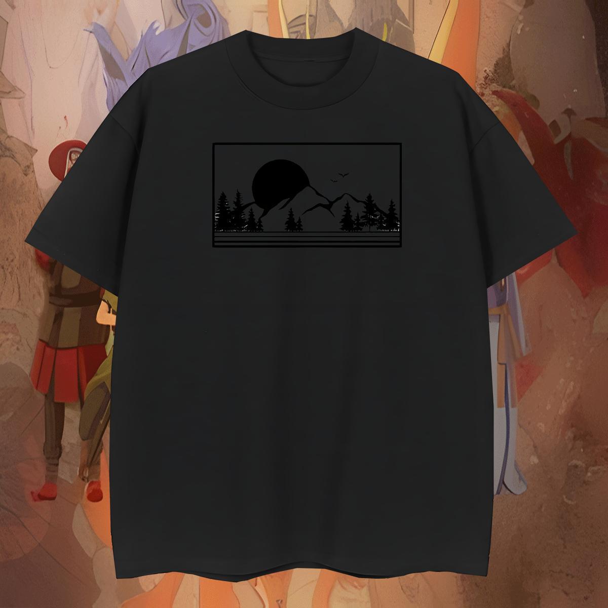 Comfortable Men Tops Tees Hip Hop Street 100% Cotton 230g White Plus Size Breathable Crew Neck mountains T Shirt For Man DIY Clothes