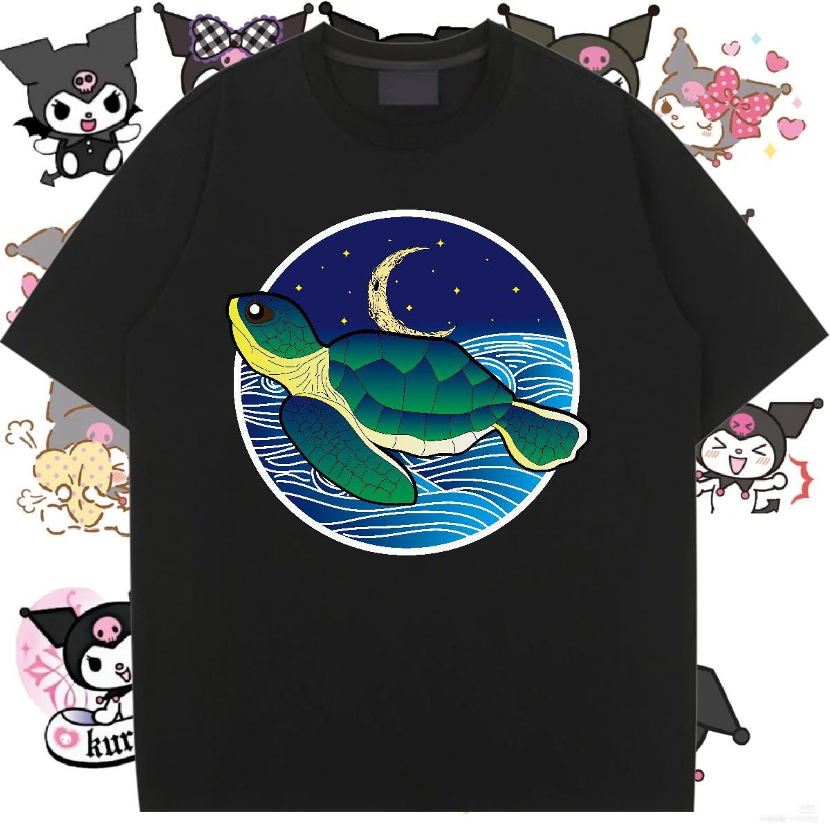 Custom T-Shirts for Women Round Neck Short Sleeve 230g Pure Cotton Women Tshirts Custom Printed tortoise Daily Outfit Wholesale Tops Shirt
