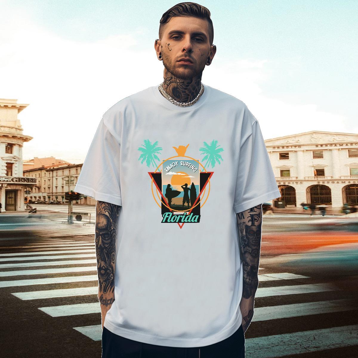 Cool Design Mens Tshirts Casual Beach 100% Cotton 230g Custom Anime Breathable sea Mens T Shirts 2024 New Wear