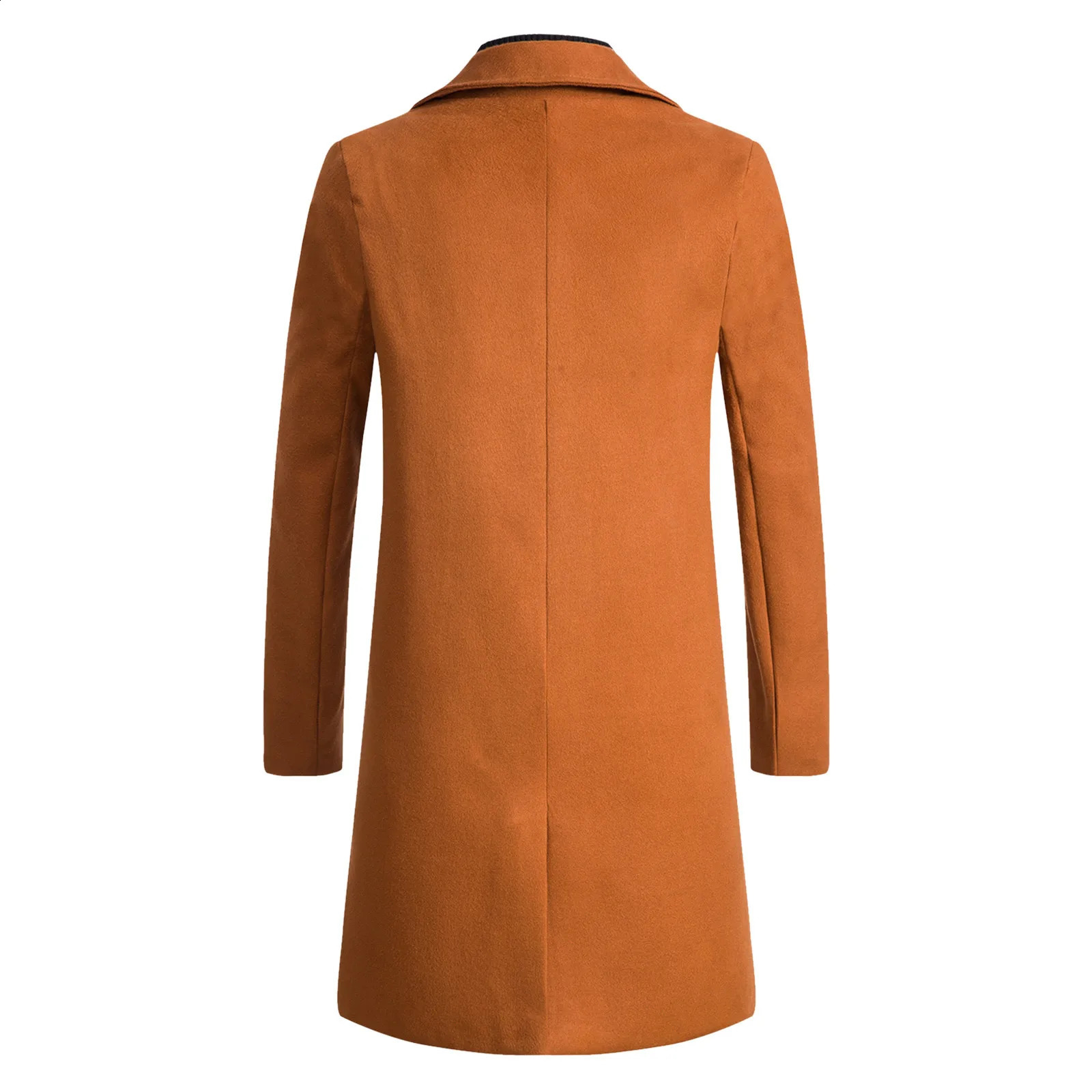 Autumn Winter Fashion Mens Coats Solid Color Single Breasted Lapel Long Jacket Casual Overcoat Plus Size 240822