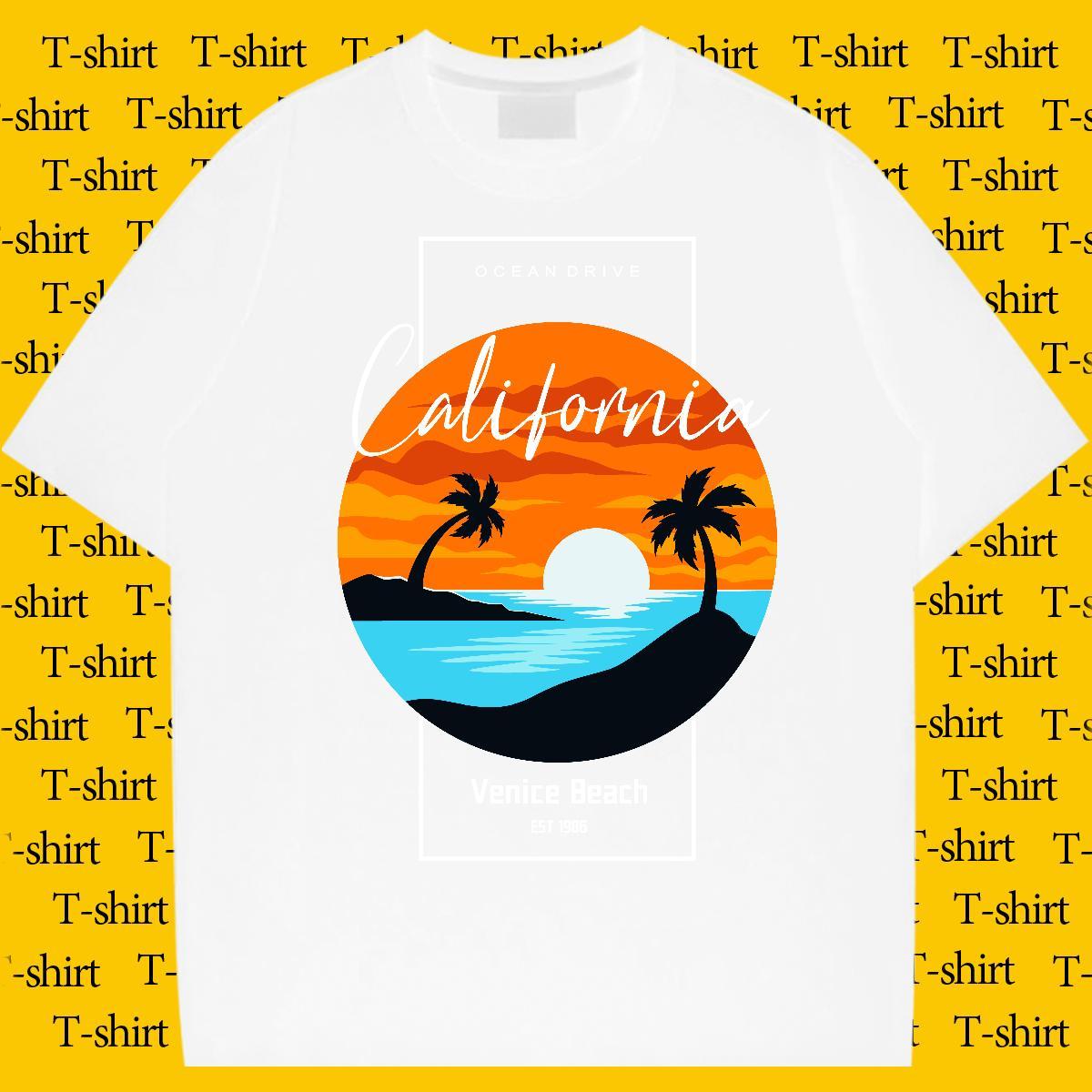 Classic Daily Outfit Men Clothes T-Shirt sea Breathable Short Sleeve 230g 100% Cotton T Shirts Men Loose Oversized Tees