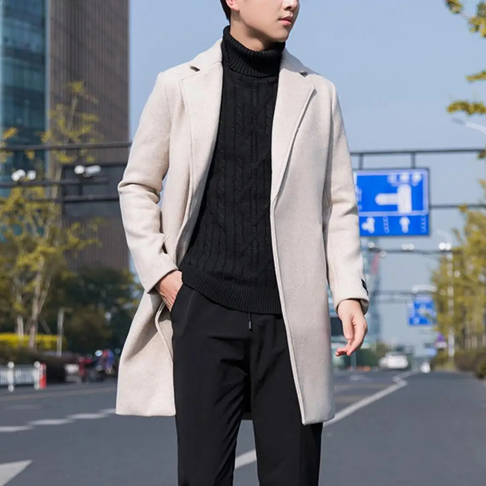 Men Trench Coat Long Sleeves Male Slim Fit Windproof Pockets Windbreaker Men Windbreaker for Daily Wear 240822
