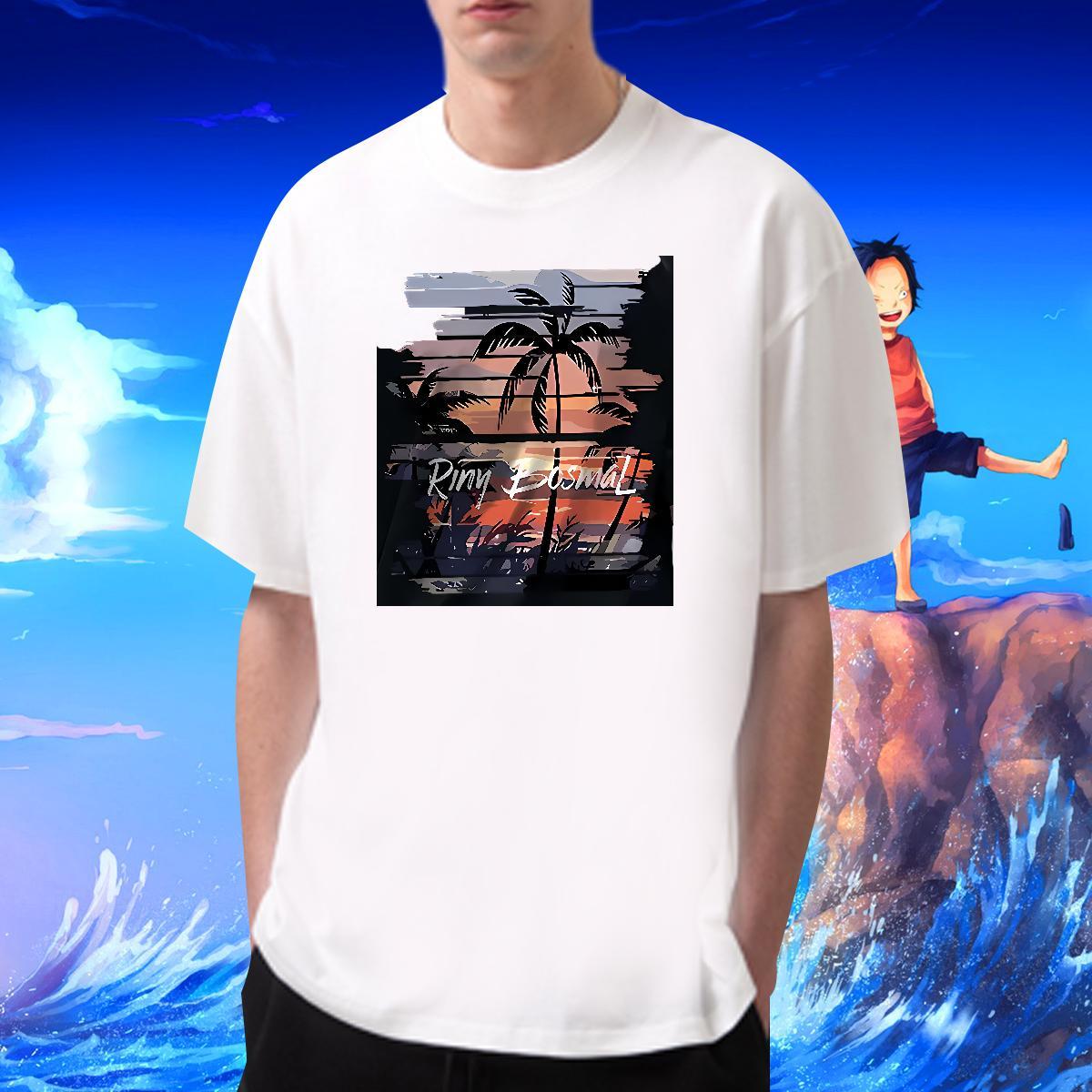 TOP Quality Men Clothes T-Shirt Sport 230g Pure Cotton Custom Cartoon Short Sleeve Soft scenery Men T Shirts New Designer Wear