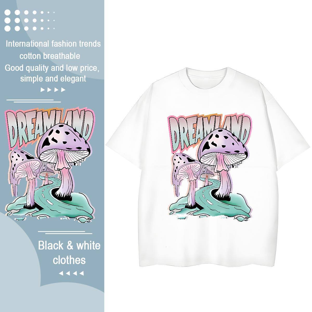 Classic Women T Shirts O Neck Short Sleeves 100% Cotton 230g Women Tees White Plus Size mushroom Sport Brand Tees Shirts
