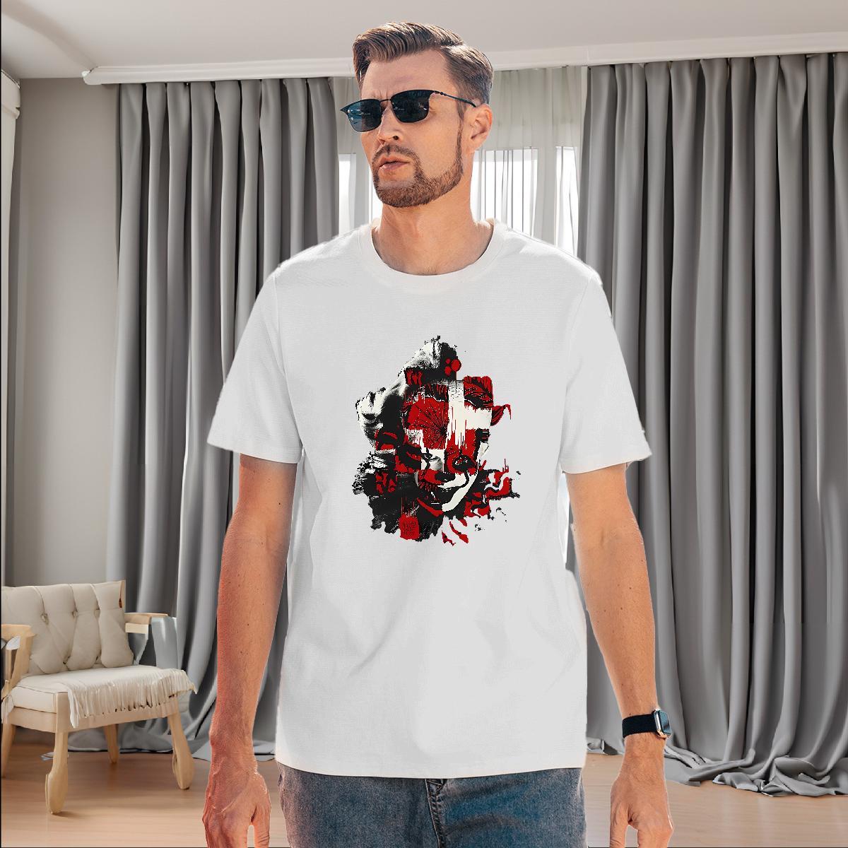 Casual New Couples T Shirts 100% Cotton 230g Daily Outfit scary O Neck Short Sleeves T Shirts Men Loose Anime Polos