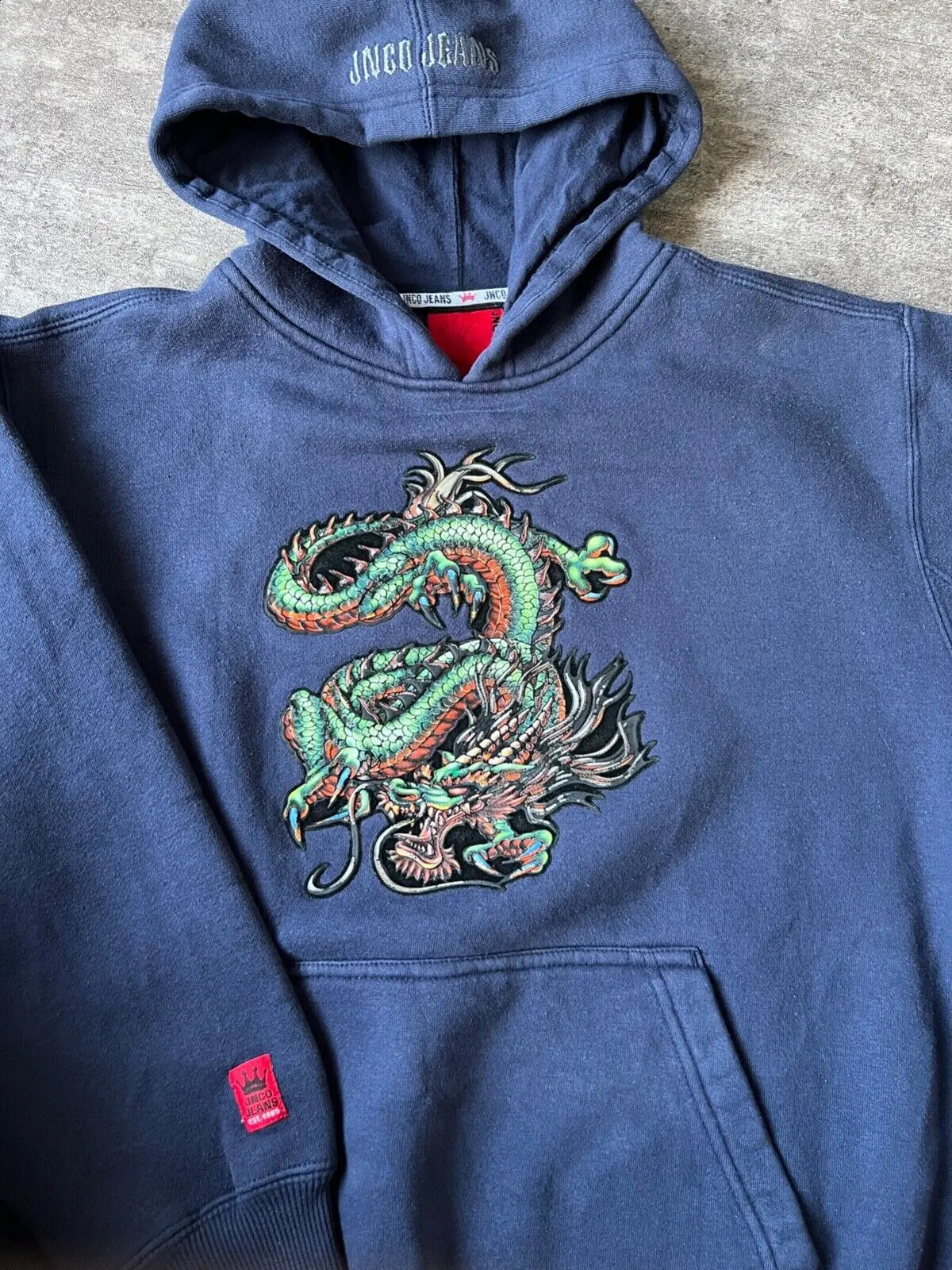 Harajuku JNCO 90s Retro Embroidered Dragon Loose Hoodie Mens And Womens Y2K Hip-hop Gothic Long-sleeved Sweatshirt Street Wear 240814