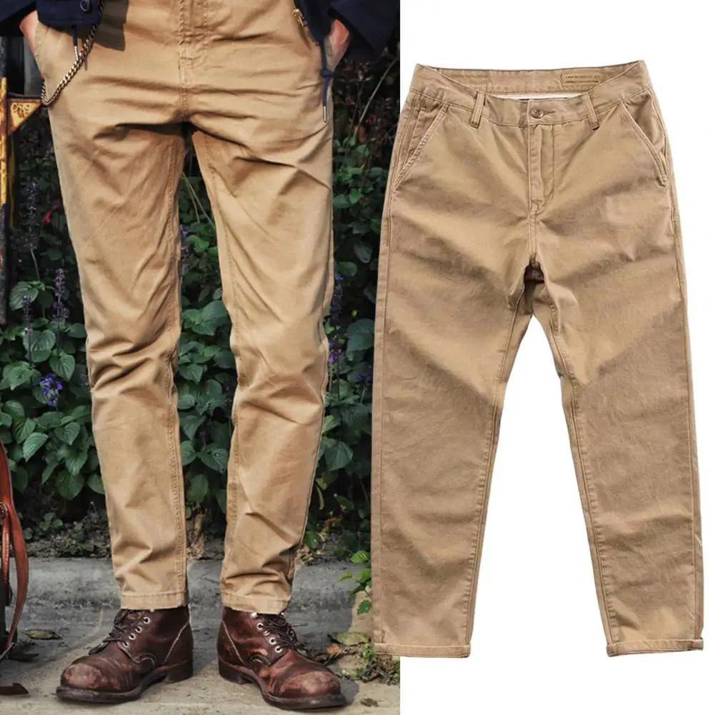 Large Pocket Loose Overalls Mens Outdoor Sports Jogging Pants Elastic Waist Pure Cotton Casual Work Pants 240822