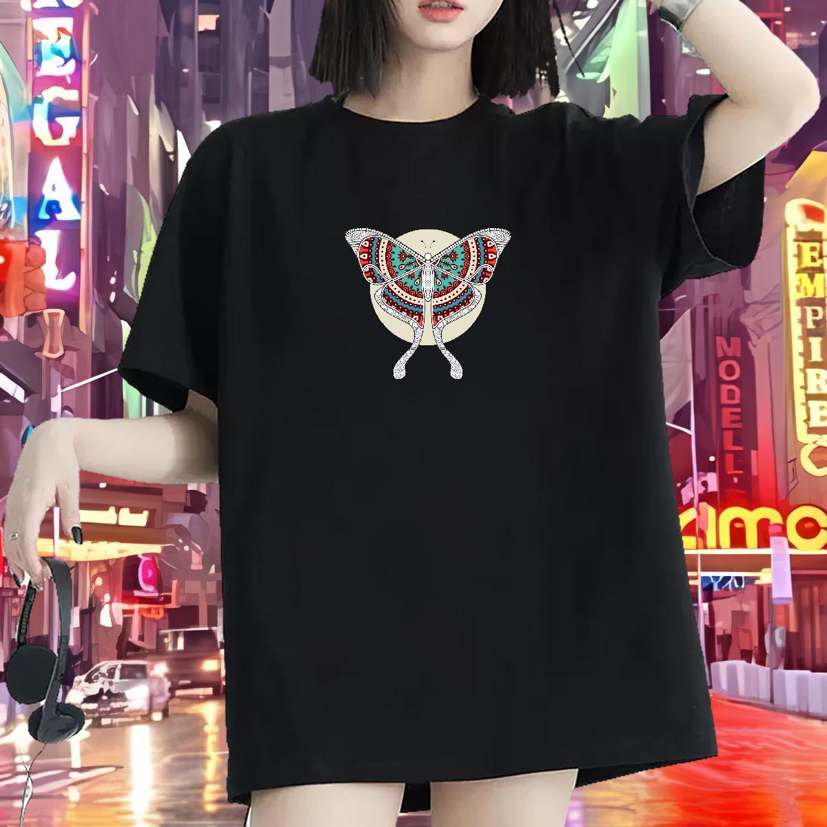 2024 Designer T Shirts Women Comfortable 230g Pure Cotton Woman Tshirt Skull Butterfly Street Casual Female Tops Tees