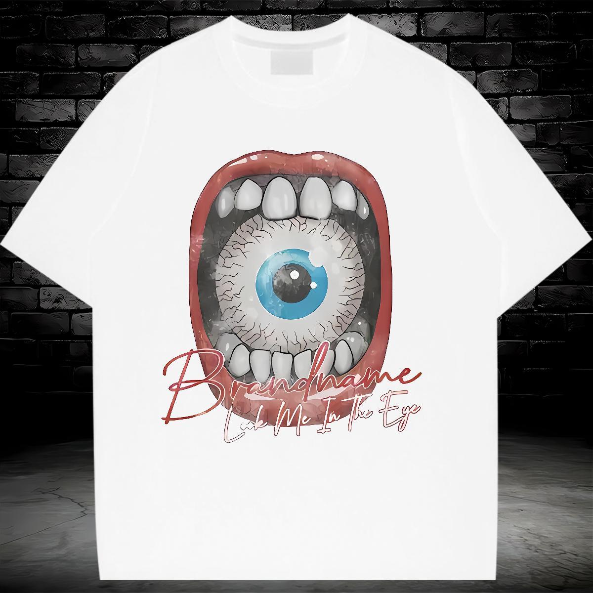 DIY T Shirts Women 230g 100% Cotton Breathable Crew Neck Casual Daily Wear eyeball Woman Tshirt Designer Nice Cartoon Printing L-4XL Tshirts