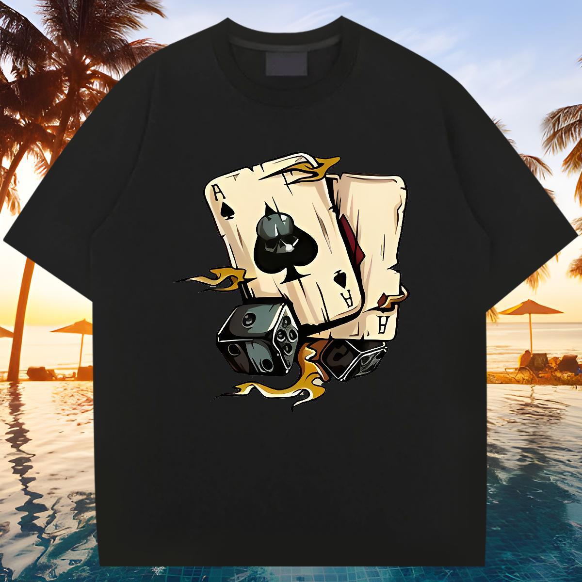 New Mens Tshirts 230g Pure Cotton Street wear Hip Hop dice Breathable Short Sleeve Man T Shirts Soft DIY Logo Oversized Clothings