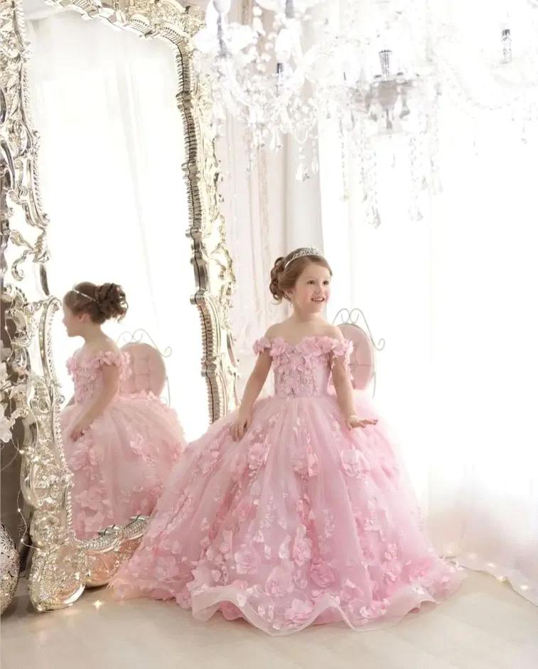 urious Pink Tutu wer Girl Dresses Lace Appliques Beaded Tiers Tulle Lilttle Birthday Pageant Weddding Gowns Kids Dress
