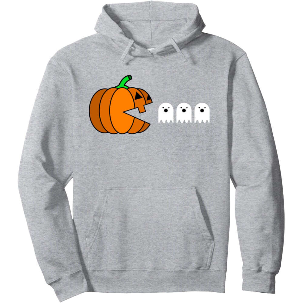 Hoodie for Mens Womens Funny Halloween Pumpkin Eating Ghost Gamer Men Women Kids Pullover Hoodie Hoodies Sweatshirt pullover jacket Long sleeve 2025