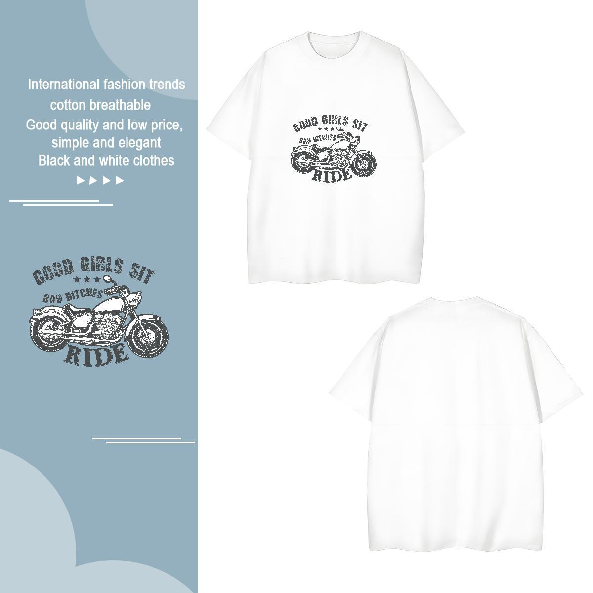 TOP Quality motorbike Men T Shirts Beach Tshirts 230g Cotton Classic Casual Breathable Crew Neck DIY Anime Tops Tees