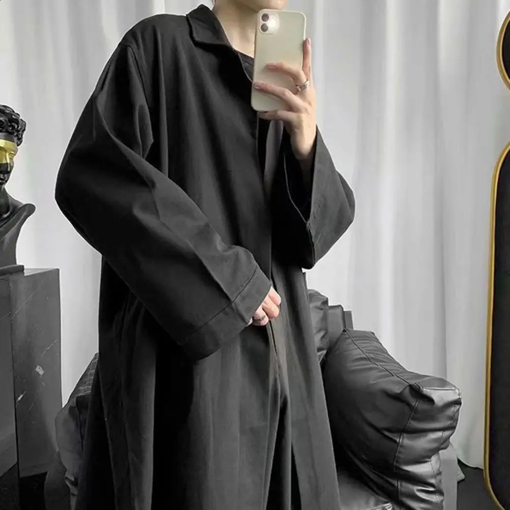 Breathable Men Coat Comfortable Polyester Trench Coat for Men Stylish Lapel Trench Breathable for Spring for Handsome 240822