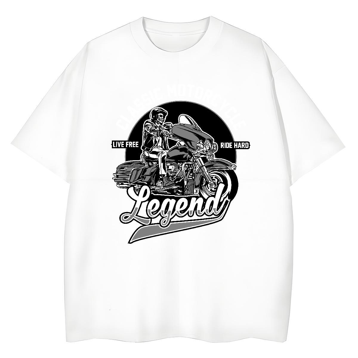 Cool Tshirts Beach 230g 100% Cotton Cartoon Print Short Sleeve O-Neck motorbike Mens T Shirts DIY Customized Tops Tees