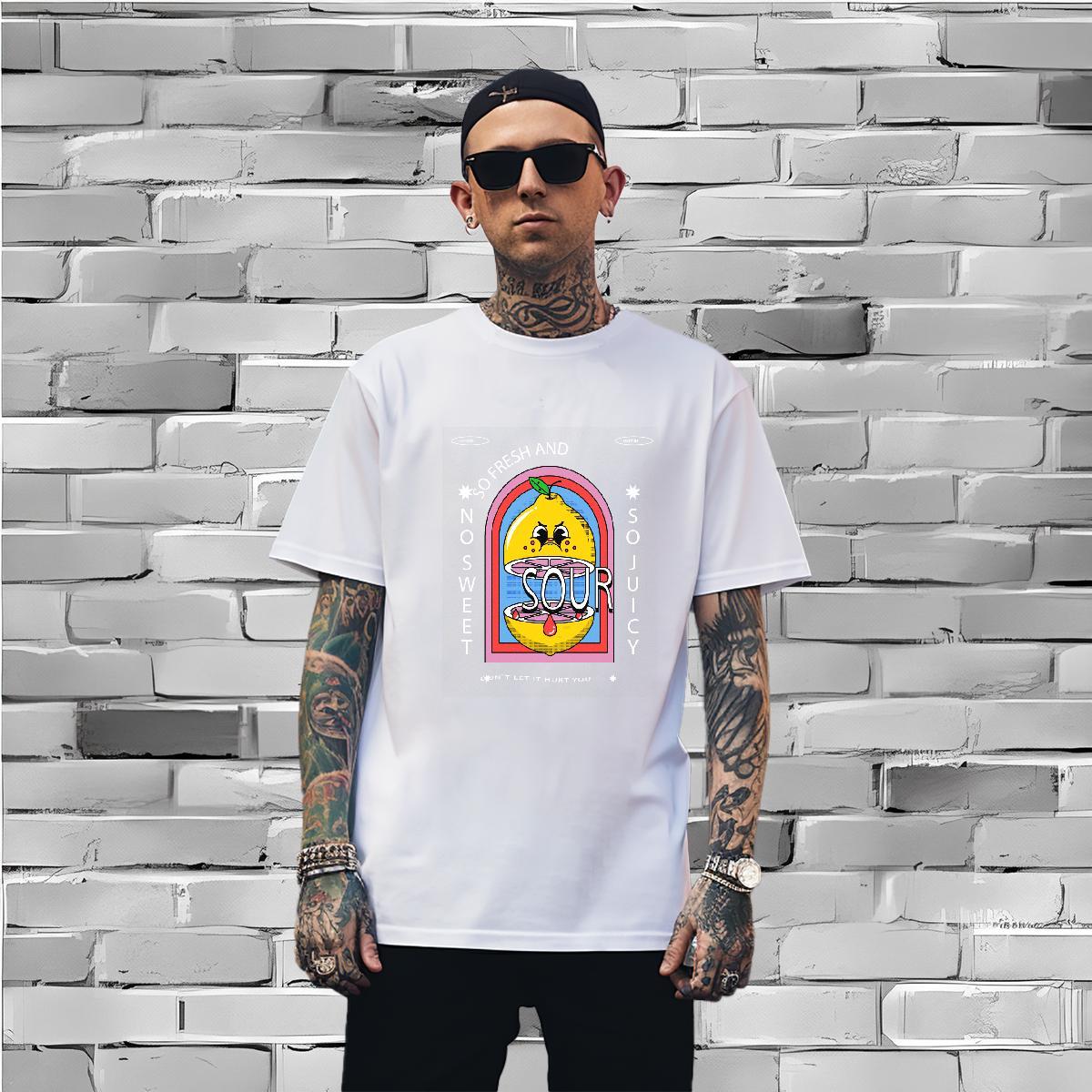 Wholesale sour T-Shirts for Men Street Wear Men Clothes T-Shirt 230g Cotton DIY Customized Breathable Crew Neck Plus Size Custom Top Tees