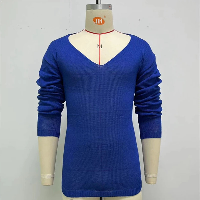 Mens casual Vneck solid sweater springsummer fashion knitted mens floral top Harajuku long sleeved skydiving streetwear 240821