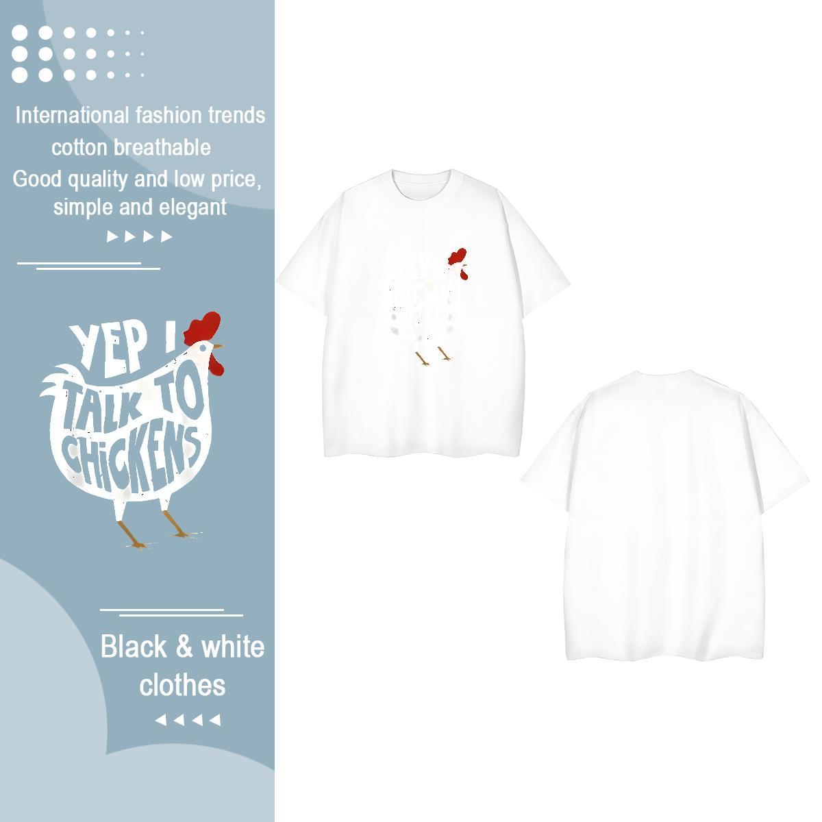 Brand T Shirts Women Breathable Soft 100% Cotton 230g Lady T shirt DIY Anime Printed chicken Home Outdoor Wholesale Tees