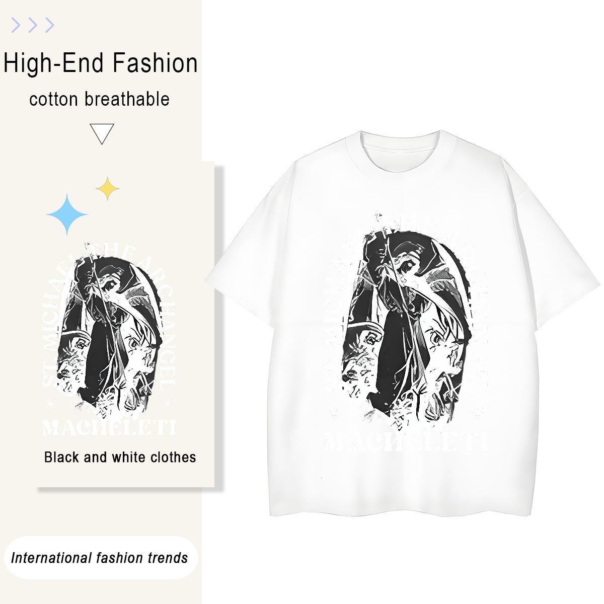 Popular Women Tshirts 230g 100% Cotton scare Street Wear T-Shirts for Women Crew Neck Breathable Customized Print Tee Shirt