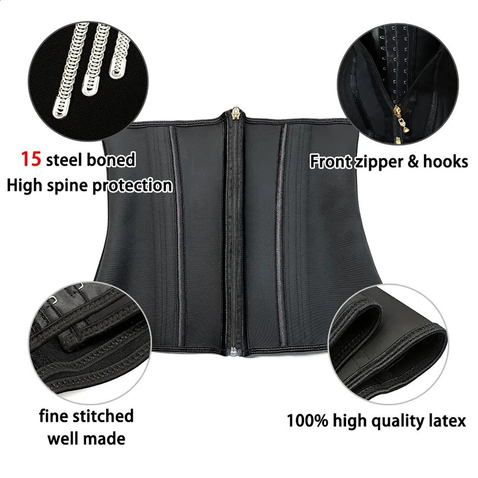 Women Plus Size Fajas Waist Trainer Corset Tummy Control Zipper Vest Body Shaper Cincher Shapewear Slimming Belt Sports Girdle 240822
