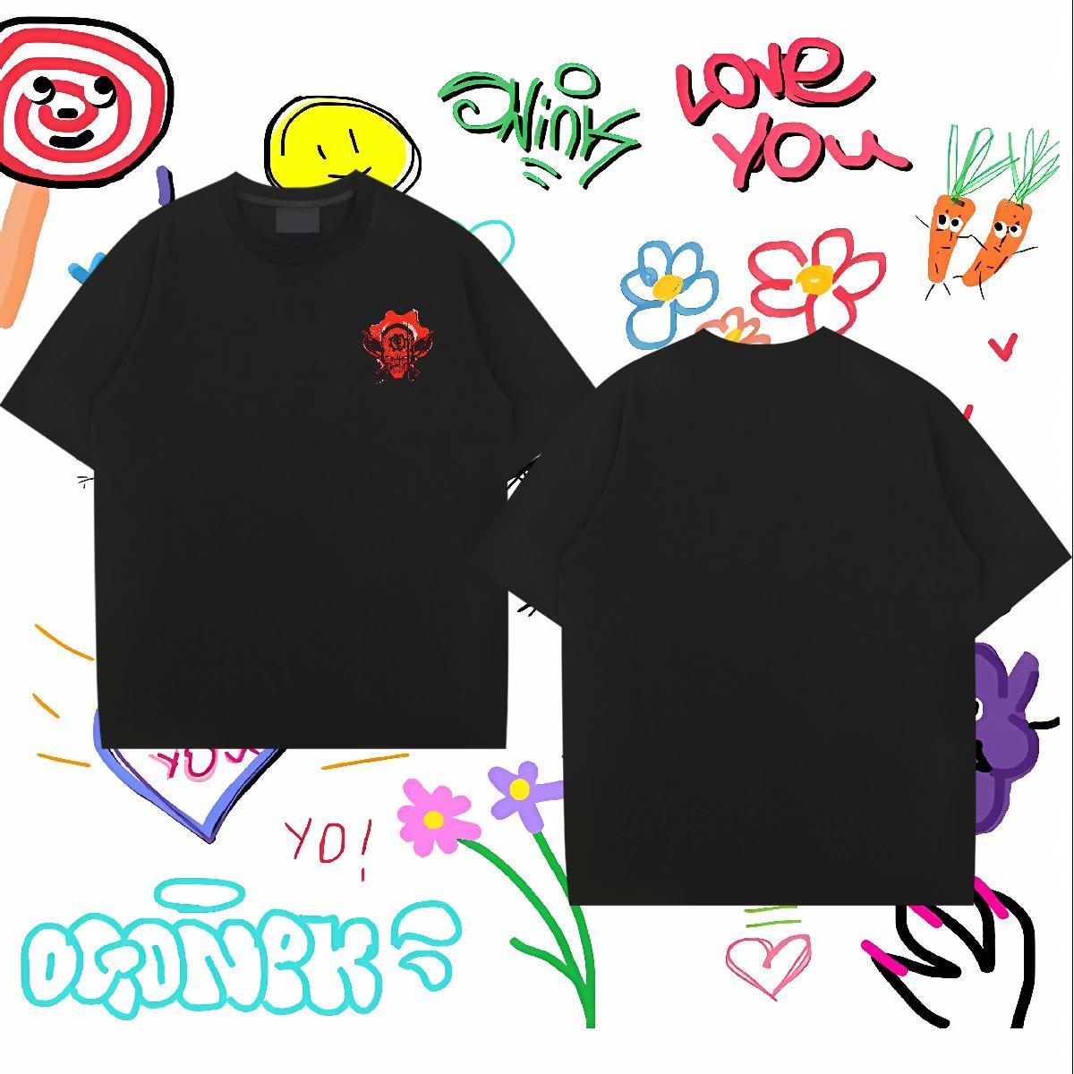 2024 Home Outdoor Mens Tshirts gun Breathable Crew Neck 100% Cotton 230g T Shirts Men Loose Fit Custom Cartoon Wear
