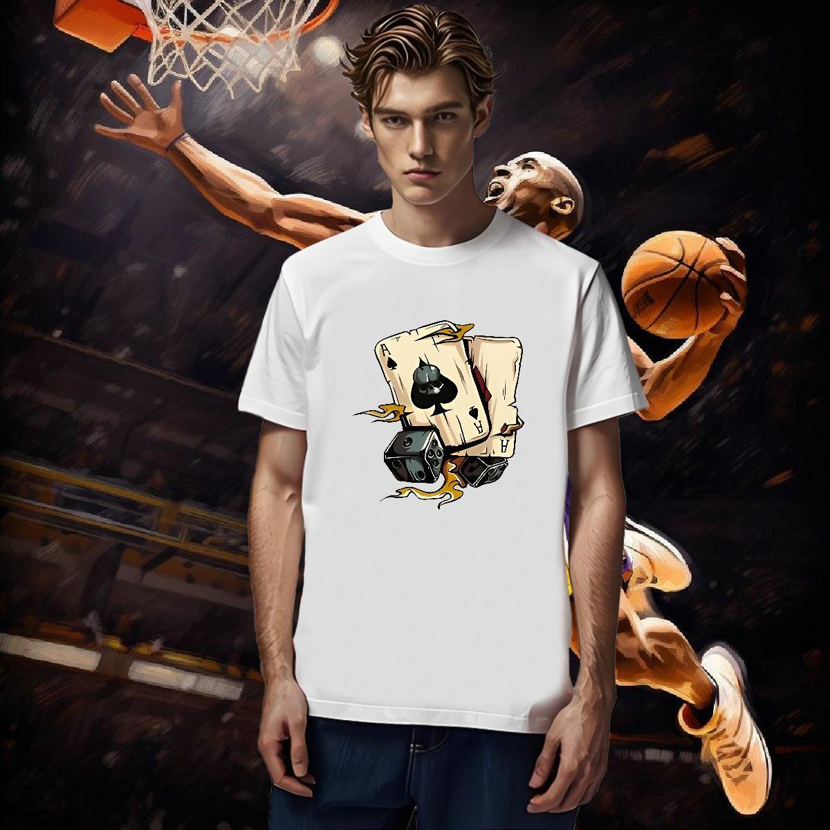 Fashion Designer Men Clothes T-Shirt 230g Pure Cotton High Street Hip Hop dice Breathable Short Sleeve Men T Shirts Classic Anime Print Tees