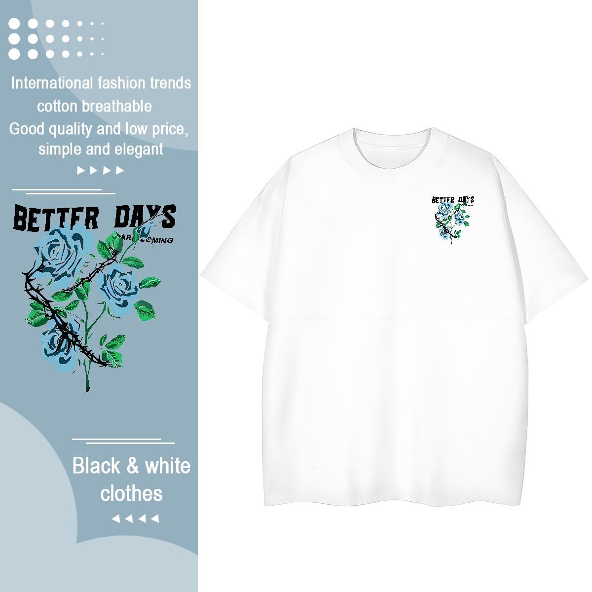 Soft Tshirts Hip Hop Street 230g Pure Cotton Custom Printing Breathable Short Sleeve flower T-Shirts Stylist Top Tees