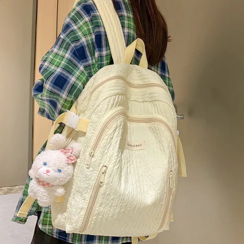 Lady Leisure Pink Women Kawaii Nylon Laptop Book Bag Trendy l Travel School Bag Fashion Cute Female College Backpack Cool 240822