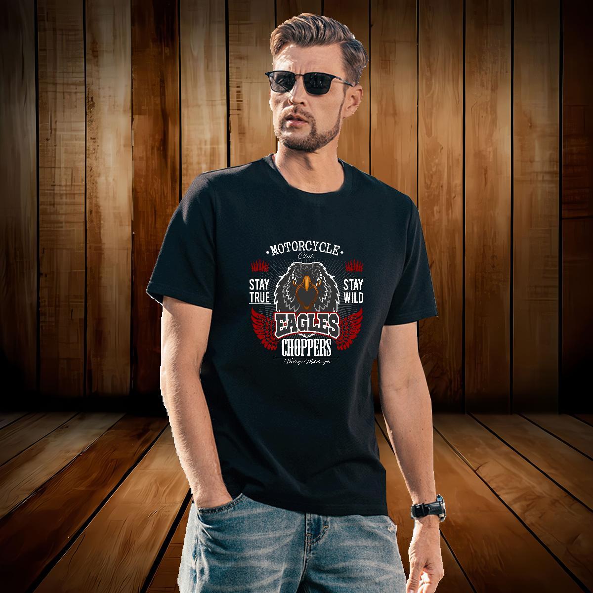 Loose eagle T shirt Anime Printing Street Men Tshirts 230g 100% Cotton Fashion Design Round Neck Short Sleeve Cartoon Printing L-4XL Top Tees