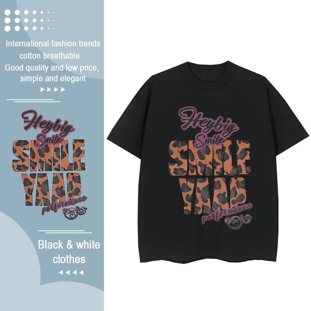 Loose Couples T Shirts 230g 100% Cotton letter Outdoor T-Shirts for Women Breathable Short Sleeve Customized Print Clothings