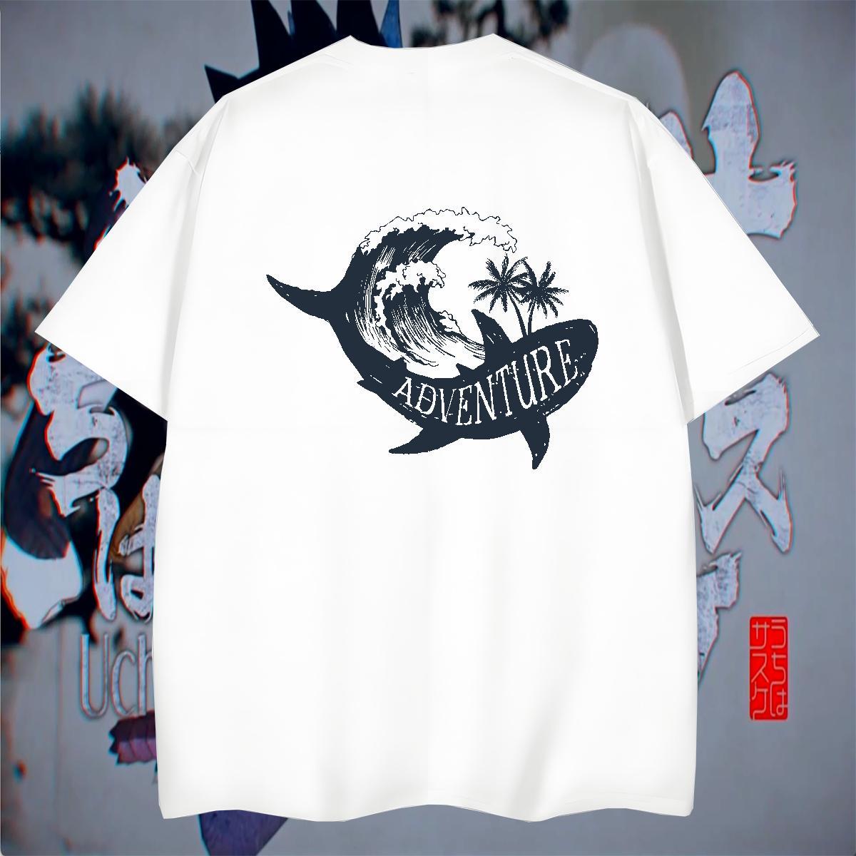 Designer Tshirt for Man Woman Hip Hop 230g Pure Cotton Anime Print Short Sleeve O-Neck sea wave Mens T Shirts Casual New Top Tees