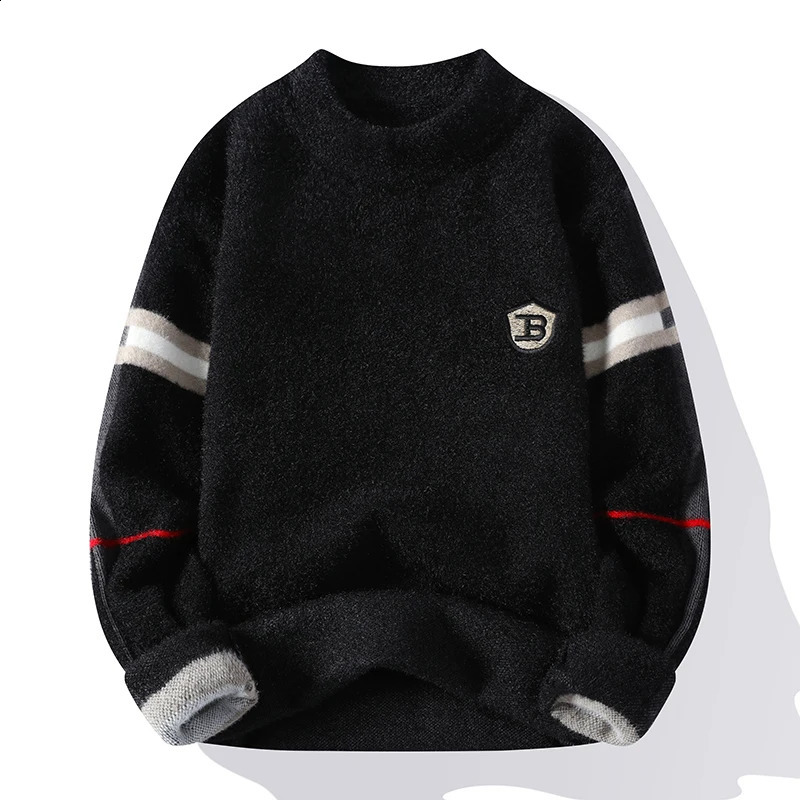 Mens Knitted Sweater Fashion Comfortable Warm Casual Slim Turtleneck Top Mens Clothes 240821