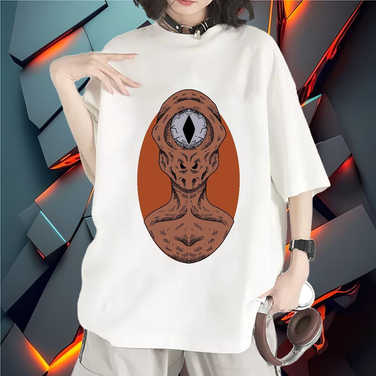 2024 Casual Women T Shirts O-Neck Short Sleeve 230g 100% Cotton Couples T Shirts Anime Print ET Beach Wholesale Tops Tees