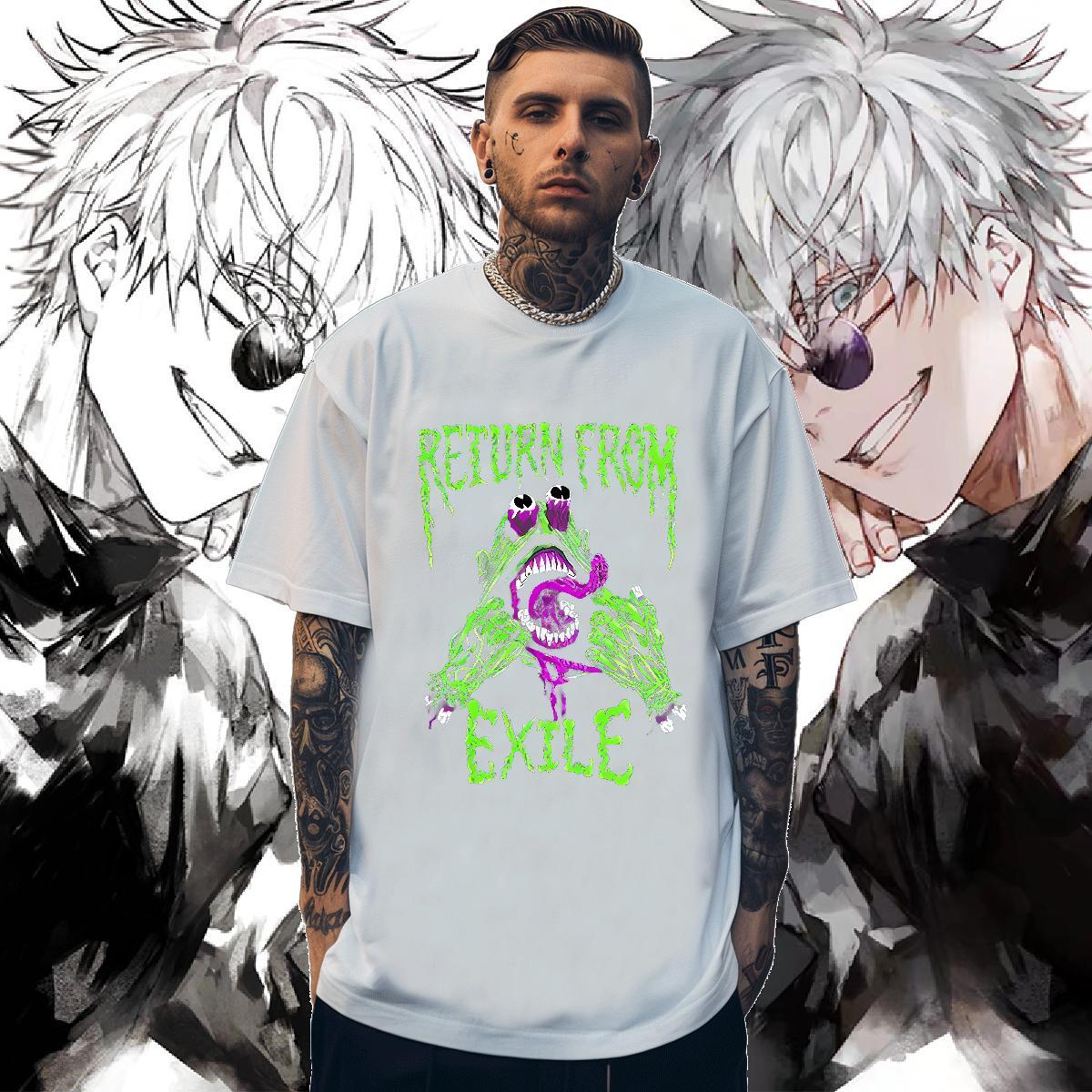 New exile Mens Tshirts 230g Cotton T-Shirts for Men Anime Print Street wear Hip Hop Breathable Soft TOP Quality Tops Shirt