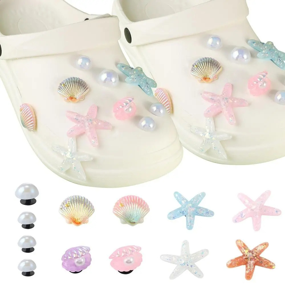 Fashion Charm Borg Bag Accessories Sea Star Shell Flower Shaped Beach Handbag Decoration Rubber Beach Bag with Holes 240821