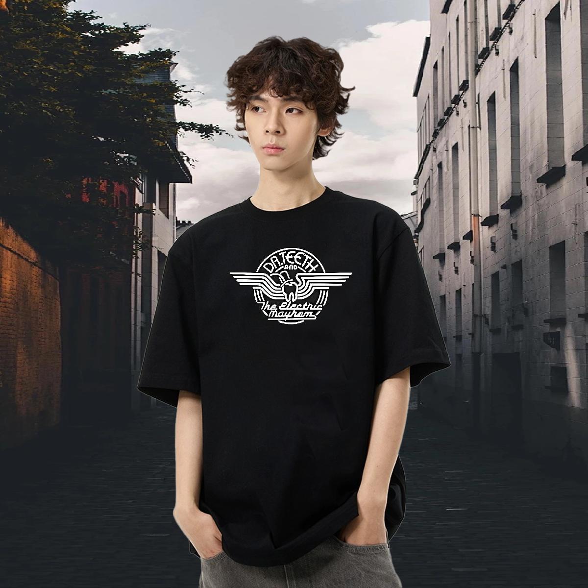 TOP Quality Men Tees Outdoor 230g Cotton Anime Breathable Crew Neck letter T-Shirts for Men Stylist Tees Shirts