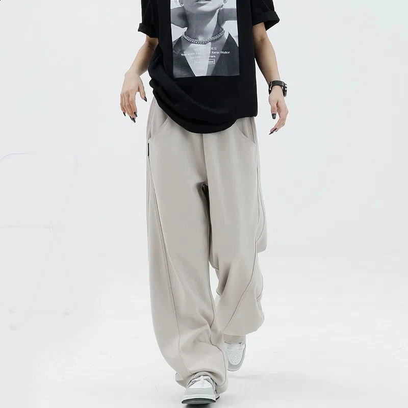 Zoki Fashion Bf Oversize Sweatpants Streetwear High Waist Women Loose Y2K Wide Leg Pants Korean Vintage Pockets Casual Trousers 240821