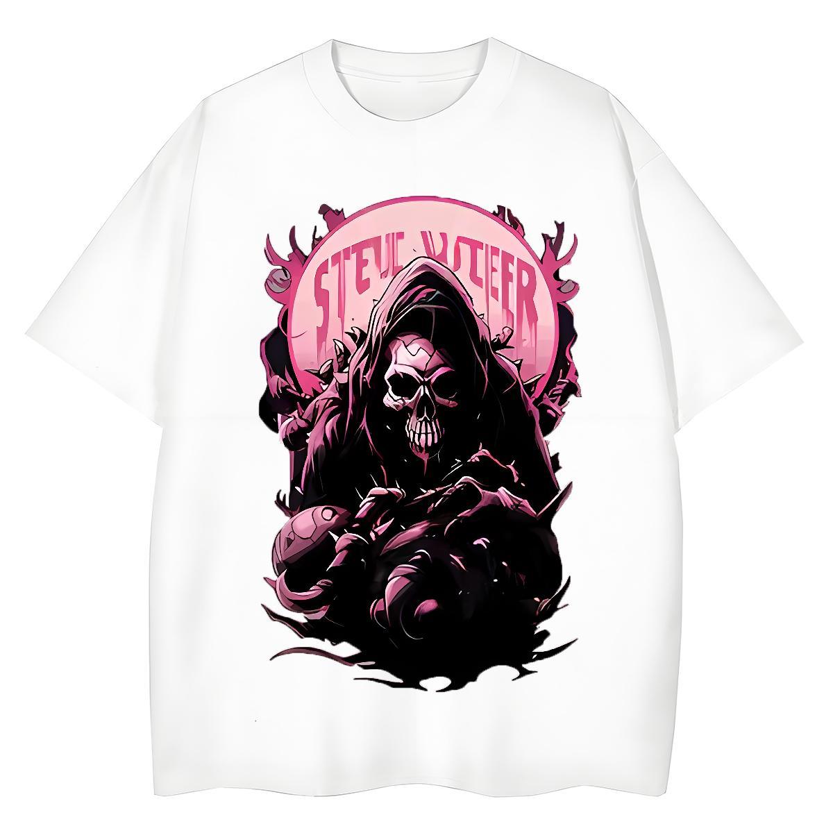 Fashion New T-Shirts 100% Cotton 230g Short sleeve Soft Hip Hop Street skull Woman Tshirt Female Anime Oversized Wear