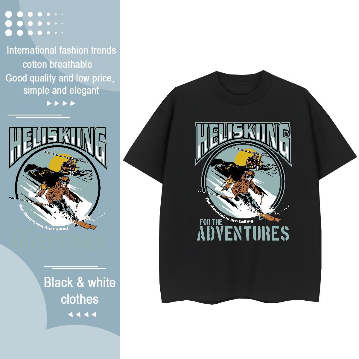 Brand T-Shirts for Women Round Neck Short Sleeve 100% Cotton 230g Women Tees Cartoon Anime skiing Daily Outfit Free Shipping Top Tees