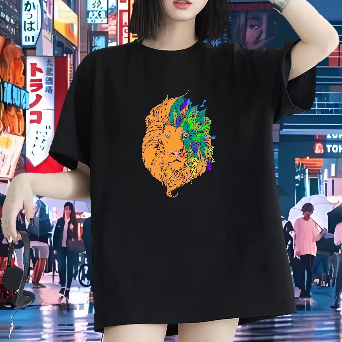 Custom T-Shirts for Women Short Sleeve O-Neck 230g Pure Cotton Lady T shirt Plus Size Custom tiger Street Casual Loose Clothings