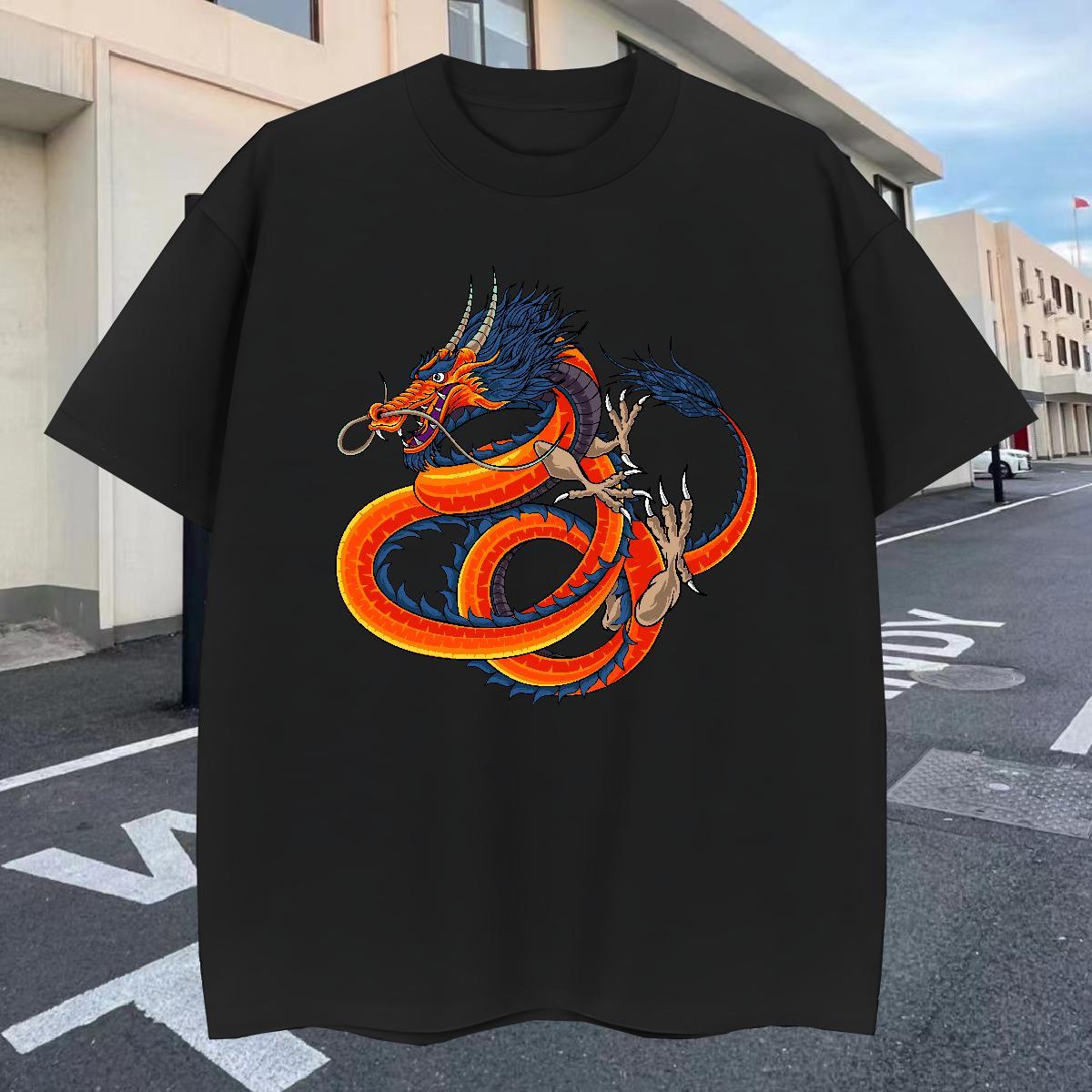 Designer Men Clothes T-Shirt Street Wear 100% Cotton 230g Customized Print O Neck Short Sleeves dragon T shirt Classic Clothings