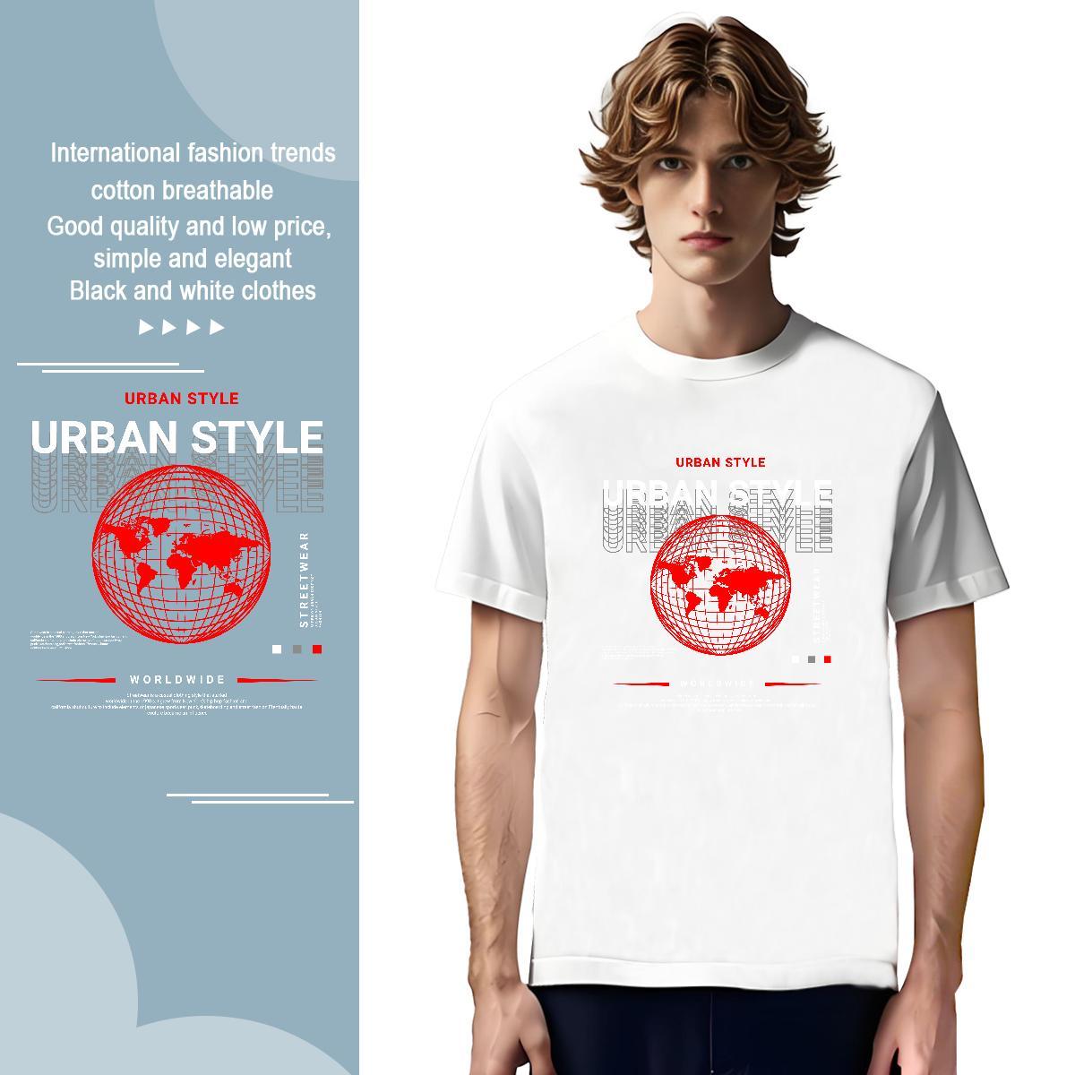 Popular earth T Shirts Men Hip Hop Street Men Clothes T-Shirt 230g Cotton Custom Crew Neck Plus Size Cartoon Tee Shirt