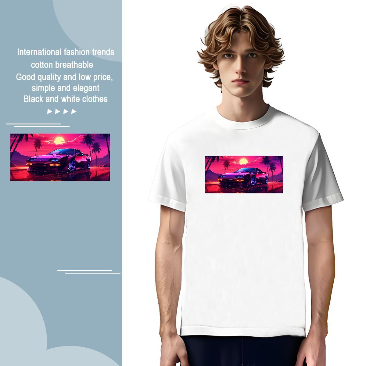 Cool Design car T-Shirts for Men Casual Men Tops Tees 230g Pure Cotton Designer Fashion Breathable Custom Cartoon Clothes