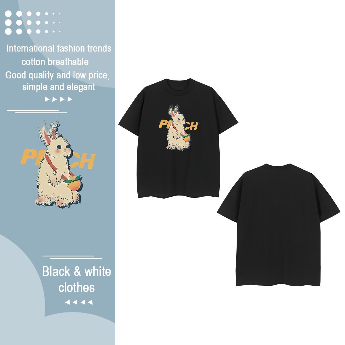 Fashion Womens T Shirts Breathable Crew Neck 230g Cotton Woman Tshirt Anime rabbit High Street Hip Hop Designer Nice Top Shirts